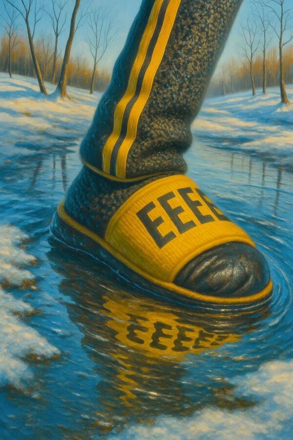 "Waterproof Winter Sho E E E E Es"  60х90 см, цифровая печать на холсте, акрил, 2025