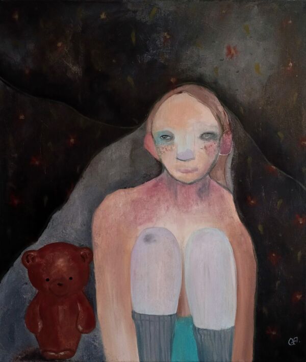 "В одной черной-черной комнате..." 60х70 см, холст, акрил, 2025