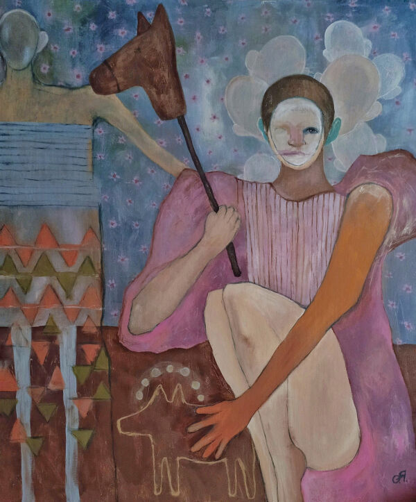 "Гримерка" 100х120 см, холст, акрил, 2026